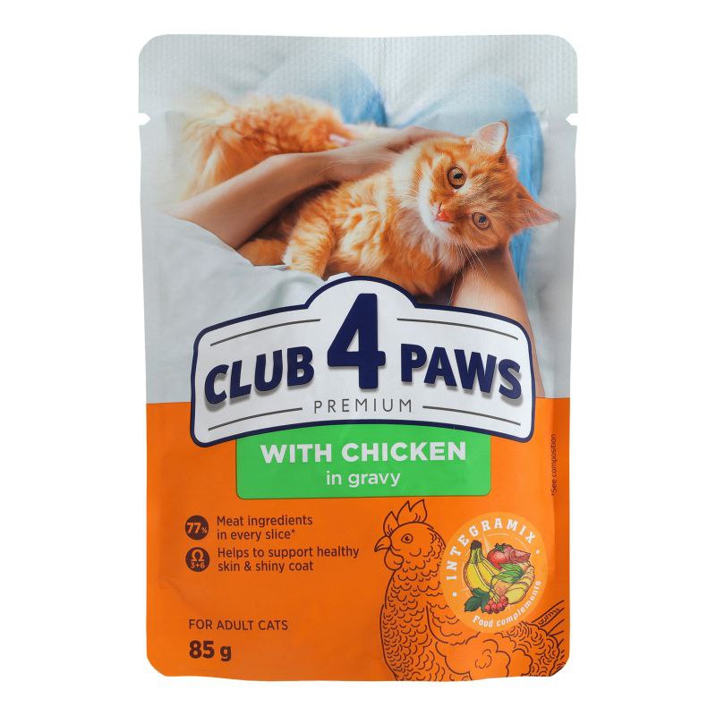 Корм для котів вологий Club 4 Paws з куркою в соусі 85 г